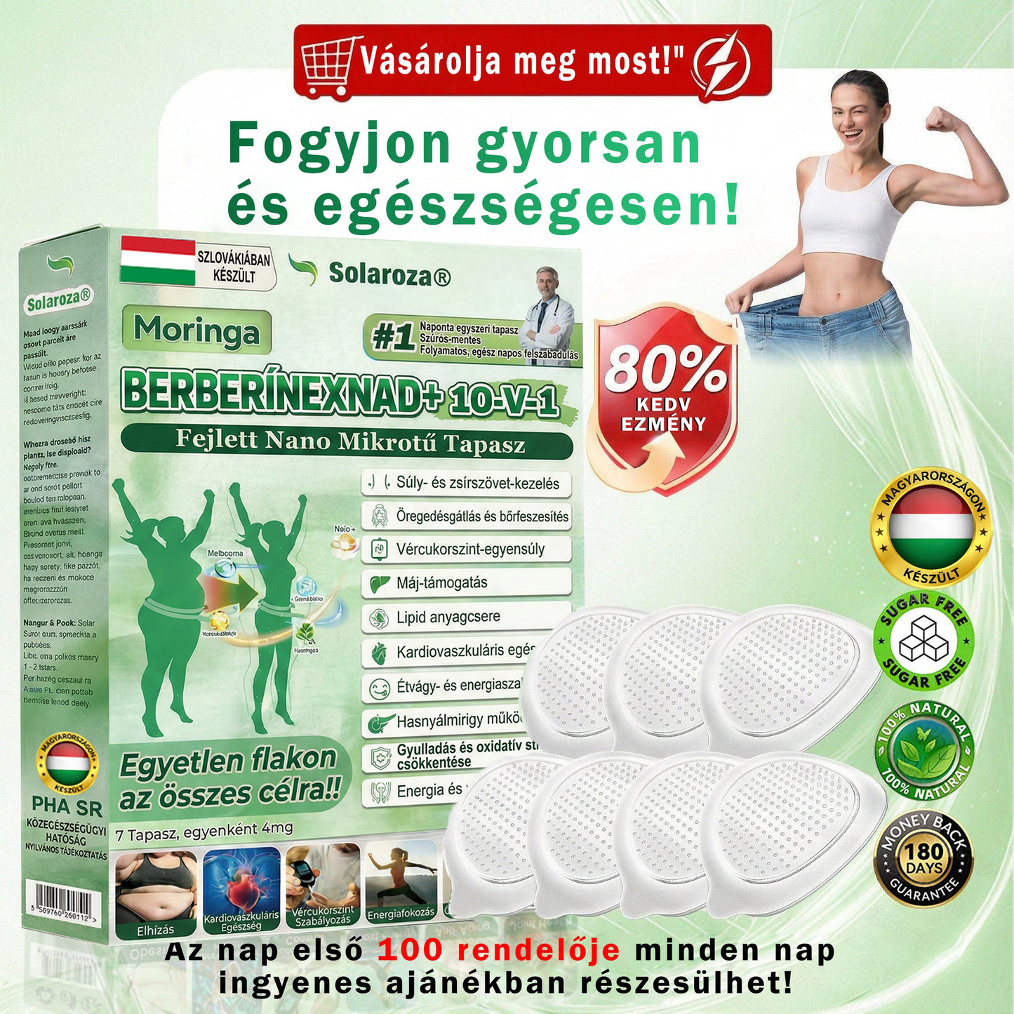 💥Hivatalos Bolt | 💯Solaroza® Prémium Nano Tűs Tapaszok (Napi Egyszer, Eredmények 7 Nap Alatt), Alkalmas Emésztésre, Duzzanat Csökkentésére, Méregtelenítésre, Alvási Apnoéra és Ízületi Problémákra