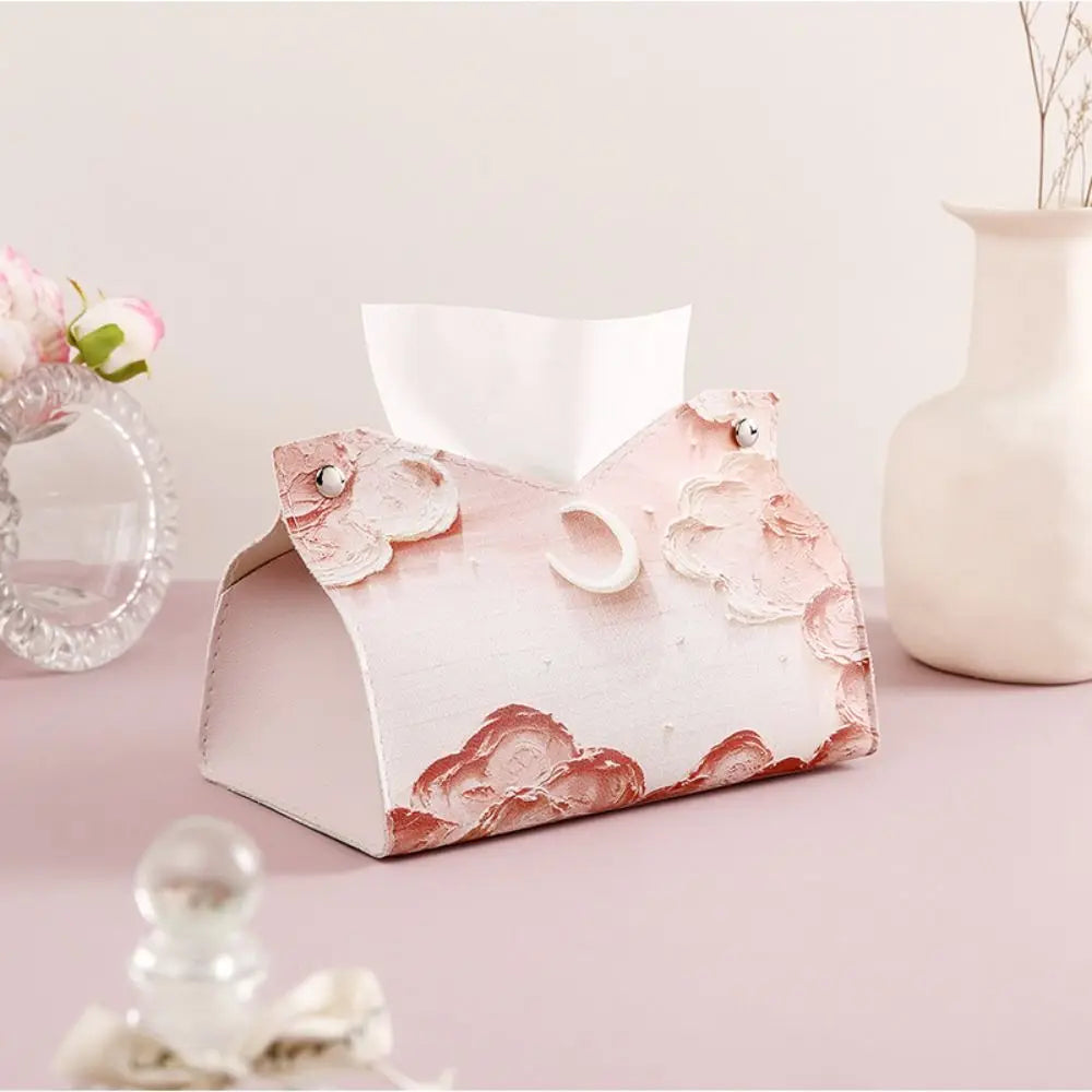 🎀Kreatív rózsaszín bőr papírzsebkendő tartó – 🎀 Tartós papírtörlő tároló