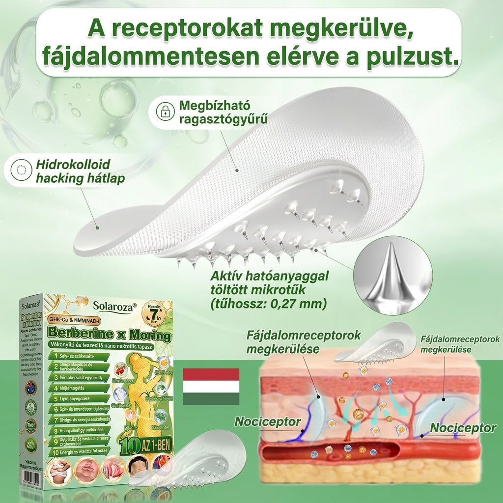 【💥2026 Új termékek és különleges ajánlatok: 80% kedvezmény】👑Solaroza® Moringa Berberine X NAD+ 10-10-1 fejlett nano mikrotűs tapasz - Naponta egyszer, látható eredmények 7 napon belül