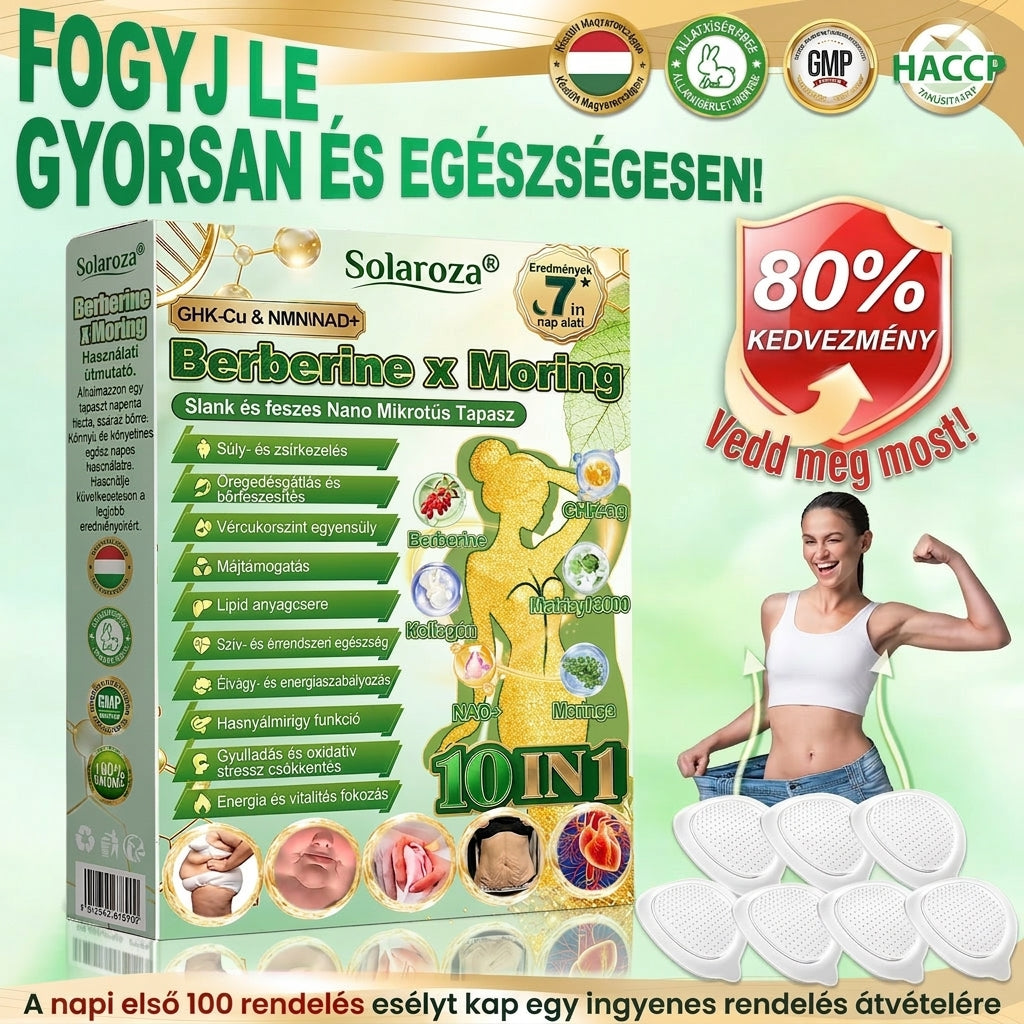 【💥2026 Új termékek és különleges ajánlatok: 80% kedvezmény】👑Solaroza® Moringa Berberine X NAD+ 10-10-1 fejlett nano mikrotűs tapasz - Naponta egyszer, látható eredmények 7 napon belül