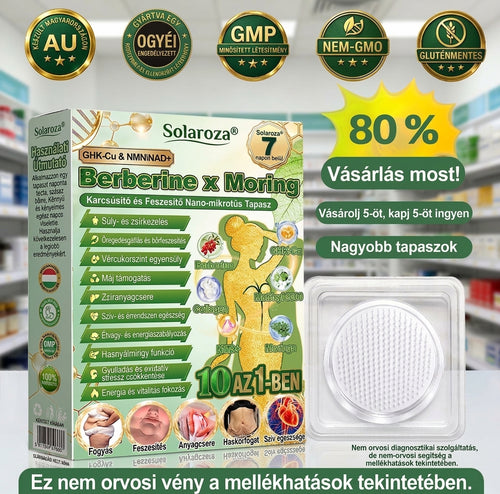 【💥2026 Új termékek és különleges ajánlatok: 80% kedvezmény】👑Solaroza® Moringa Berberine X NAD+ 10-10-1 fejlett nano mikrotűs tapasz - Naponta egyszer, látható eredmények 7 napon belül
